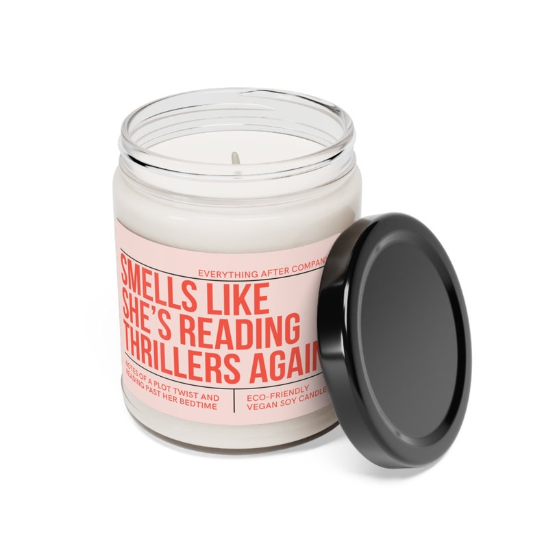 Smells Like She's Reading Thrillers Again, Thriller Reader Candle, Reading Candle, Bookish Gifts, Thriller Books Gift, True Crime Book Merch image 7