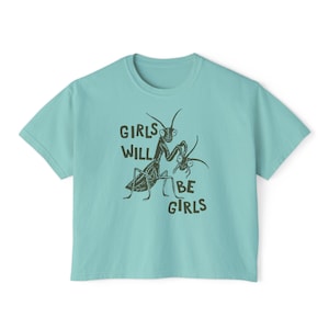Girls Will Be Girls Crop Top, Resist Crop Top, Feminist Crop Top, Liberal Crop Top, Smash The Patriarchy Boxy Top, Women's Rights Boxy Crop Chalky Mint