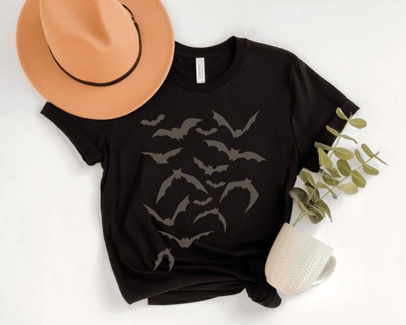 Bats Shirt, Halloween Bat Shirt, Fall Apparel, Nu Goth Tshirt, Spooky Season Shirts, Vampire Bat Shirt, Gothic Clothing, Autumn Clothes