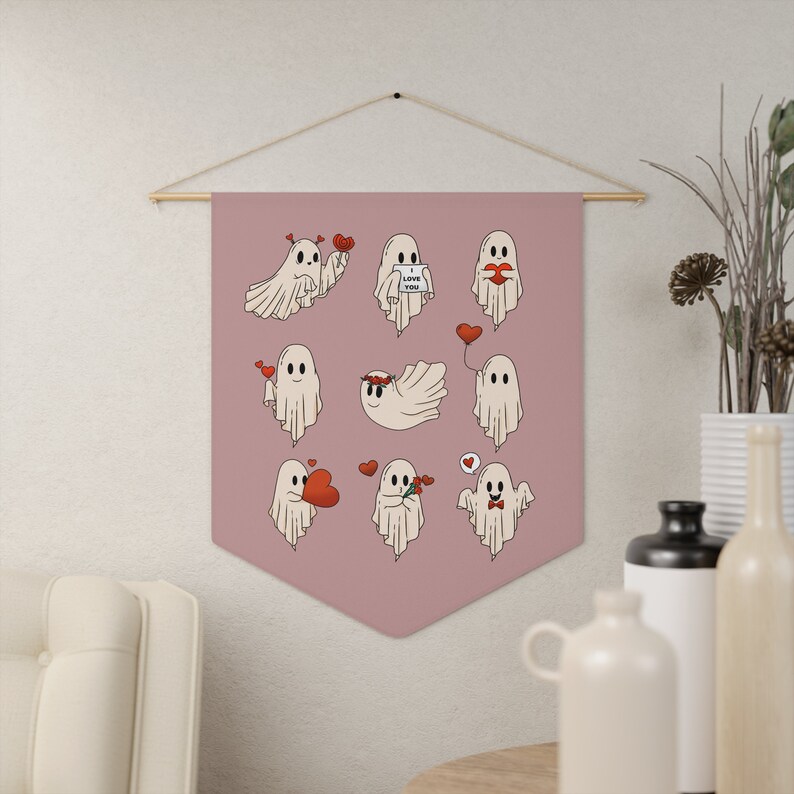 Ghost Valentine, Valentine's Day Wall Hanging, Spooky Valentines Decor, Ghost Wall Decor, Creepy Cute Decor, Goth Wall Decor, Creepy Love image 4