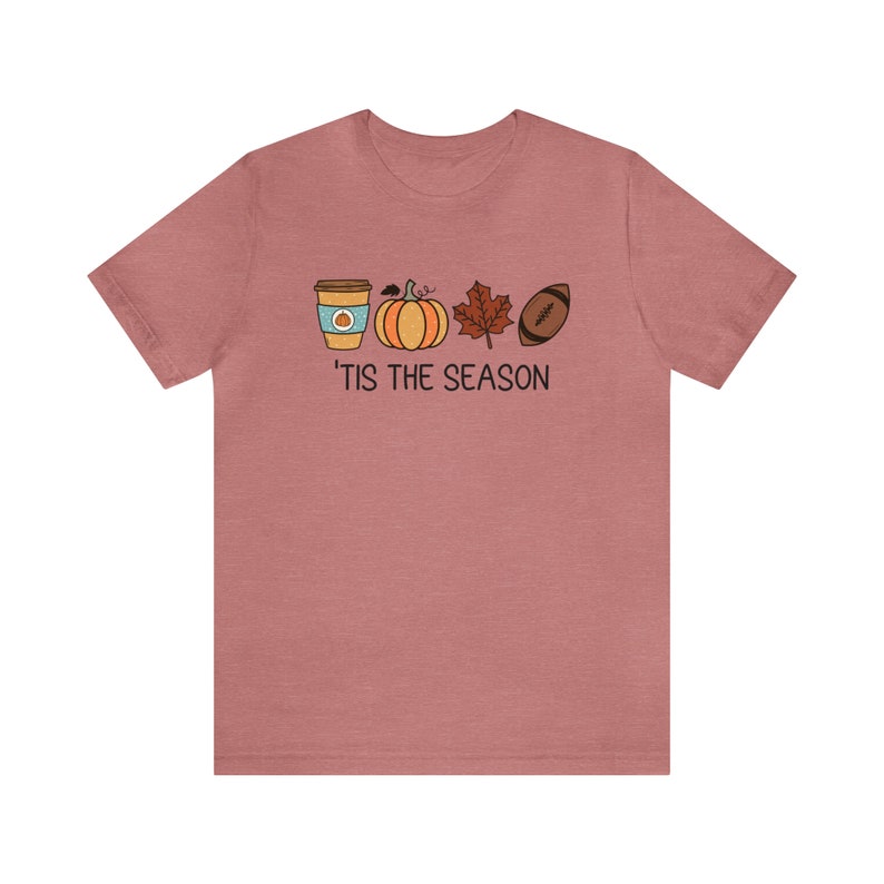 Tis The Season Shirt, Fall Apparel, Cute Football Shirts, Autumn Shirt, Pumpkin Season Shirt, Football and Pumpkins, Pumpkin Spice T-Shirt Heather Mauve