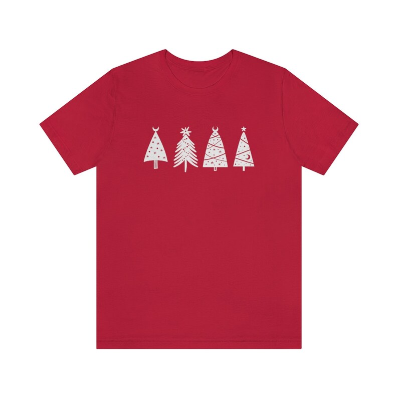 Yule Shirt, Witchy Christmas Shirt, Christmas Tree Shirt, Celestial Christmas Shirt, Minimalist Christmas Shirt, Winter Season Tee, Holidays Red