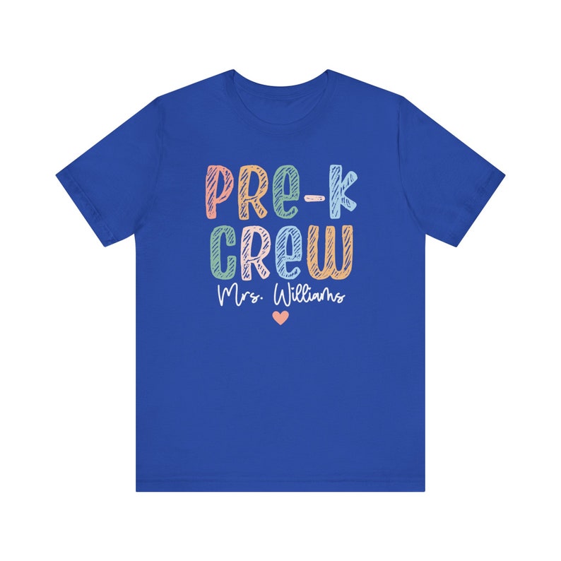 Personalized Pre-K Teacher Shirt, Custom Preschool Teacher Shirt, Prek Teacher Shirt, Pre-K Team Shirts, Pre K Crew T-shirts, Chalk Shirt True Royal