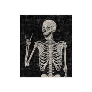 Skeleton Blanket, Halloween Blanket, Witchy Blanket, Retro Halloween Decor, Fall Throw Blanket, Spooky Decor, Skeletons Room, Goth Throw image 2