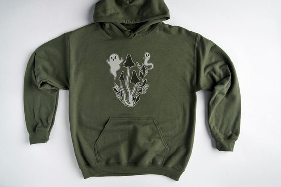 Mushroom Ghost Hoodie, Mushroom Hoodies, Spirit Halloween Sweatshirt, Hippie Hoodie, Cottagecore Halloween, Goblincore Hoodie, Paranormal