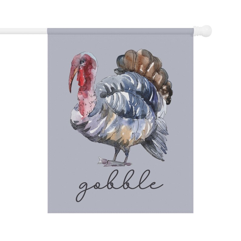 Gobble Flag, Thanksgiving Garden Flag, Watercolor Turkey Decor, Turkey Yard Flags, Fall Outdoor Decor, Autumn Banner, Thanksgiving Flags zdjęcie 4