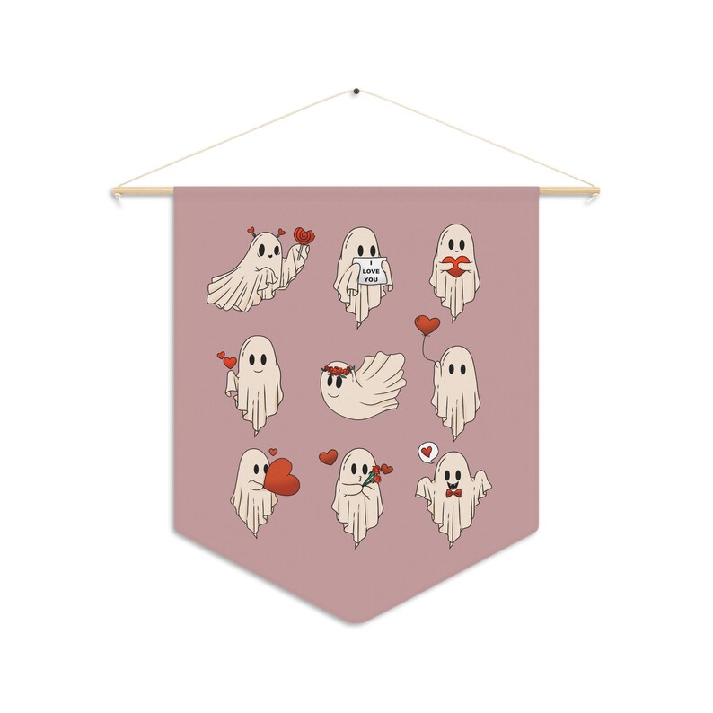 Ghost Valentine, Valentine's Day Wall Hanging, Spooky Valentines Decor, Ghost Wall Decor, Creepy Cute Decor, Goth Wall Decor, Creepy Love image 2
