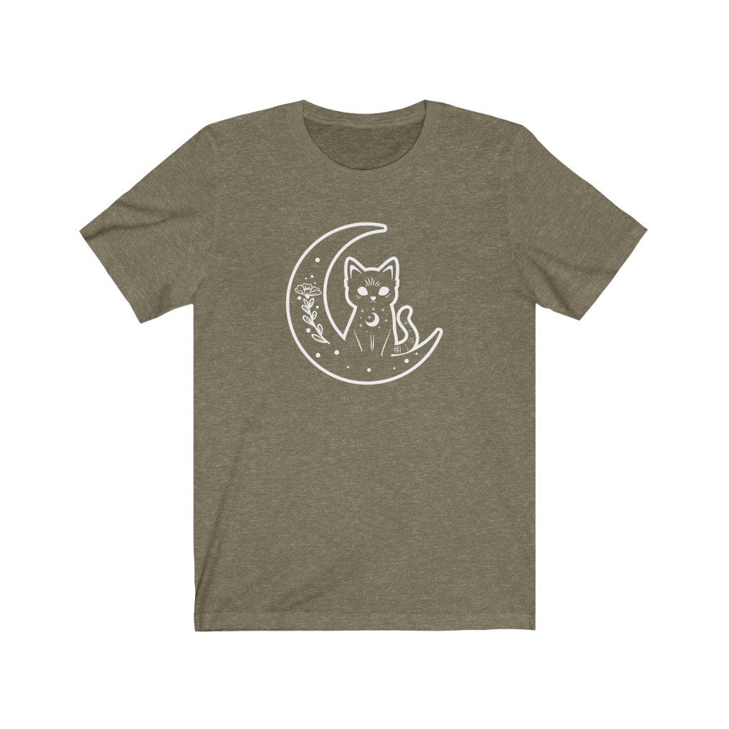 Witch Cat Shirt, Celestial Shirt, Cat and Moon Shirt, Cute Goth