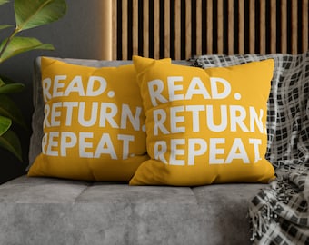 Read Return Repeat Pillow, Reading Pillow, Bookish Home Decor, Book Pillow, Reading Nook Pillow, Librarian Gifts, Library Decor, Read Pillow