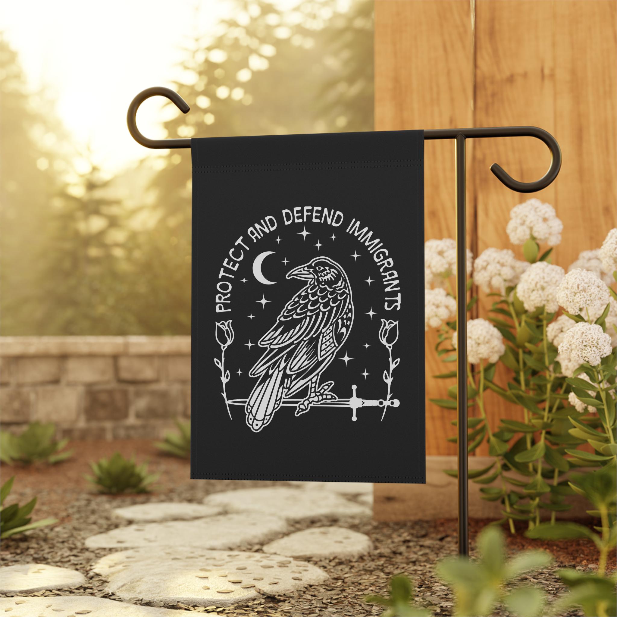 Protect and Defend Immigrants Garden Flag, Pro Immigration Garden Flag, Leftist Yard Flag, Anti-Racist Flag, Democrat Flag, Human Rights