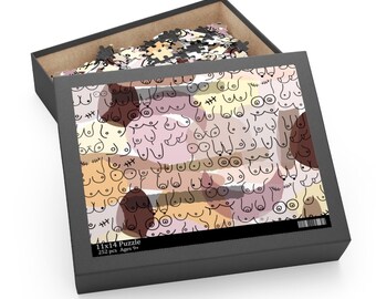 Boob Puzzle, Feminist Puzzle, Body Positive, Inclusive Bodies, Diversity Gift, Breast Cancer Chemo Gift, Adult Puzzle (120, 252, 500-Piece)