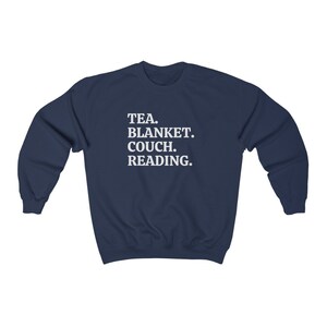 Tea Blanket Couch Reading, Reading Sweatshirt, Funny Bookish Gift, Book Lover Sweatshirt, Librarian Crewnecks, Literature Sweatshirt image 4