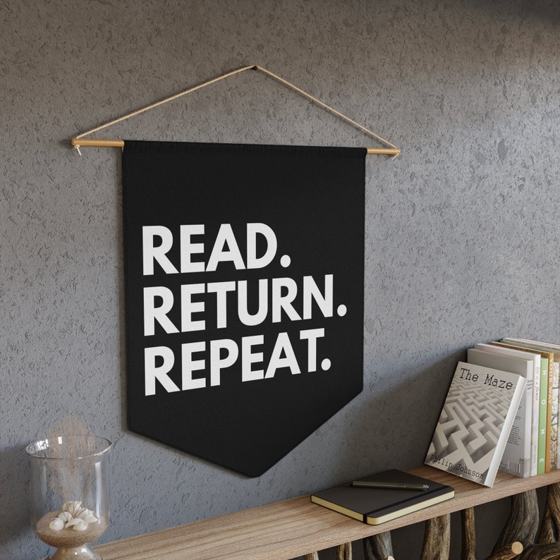 Read Return Repeat, Library Wall Decor, School Library Decor, Librarian Gift, Reading Pennant, Book Lover Wall Decor, Classroom Wall Decor afbeelding 4