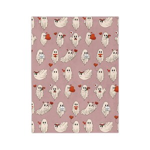 Ghost Valentine, Spooky Valentines Blanket, Valentine's Day Blanket, Valentine Gift For Teen, Pastel Goth Throw Blanket, Creepy Cute Decor image 2