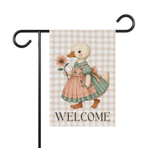 Bandera de jardín de ganso, bandera de jardín de gansos, banderas de jardín de primavera, bandera de jardín de estilo cottagecore, bandera de jardín de Pascua, bandera de jardín de animales de granja, bandera de verano imagen 6