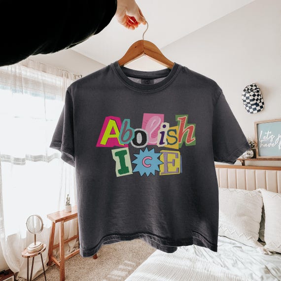 Abolish Ice Crop Top, Liberal Magazine Letters Crop Top, Anti ICE Boxy Crops, Pro Immigrants Crop, Protest Crop , No Human Is Illegal