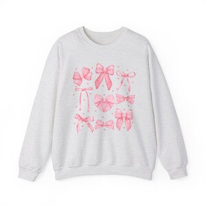 Pink Bows Sweatshirt, Coquette Clothing, Balletcore Sweatshirt, Soft Girl Aesthetic, Ribbon Crewneck, Girly Gifts, Preppy Stuff, Feminine Ash