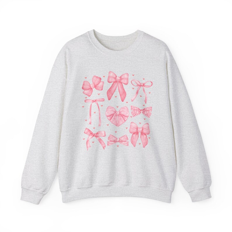 Pink Bows Sweatshirt, Coquette Clothing, Balletcore Sweatshirt, Soft Girl Aesthetic, Ribbon Crewneck, Girly Gifts, Preppy Stuff, Feminine Ash