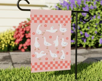 Geese Garden Flag, Goose Garden Flag, Spring Garden Flags, Cottagecore Garden Flag, Easter Garden Flag, Farm Animal Yard Flag, Summer Banner