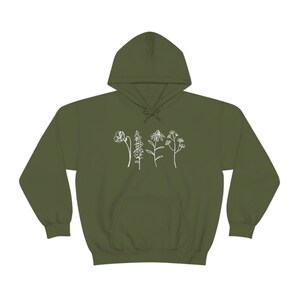 Wildflower Hoodie, Flower Hoodie, Nature Hoodie, Cottagecore Clothing, Floral Hoodie, Botanical Hoodie, Spring Hooded Sweatshirt, Boho Gift image 4