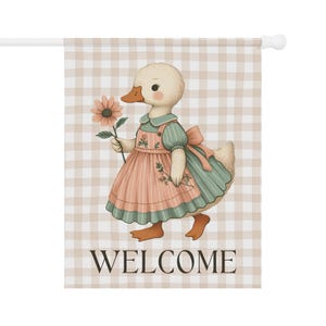 Bandera de jardín de ganso, bandera de jardín de gansos, banderas de jardín de primavera, bandera de jardín de estilo cottagecore, bandera de jardín de Pascua, bandera de jardín de animales de granja, bandera de verano imagen 7