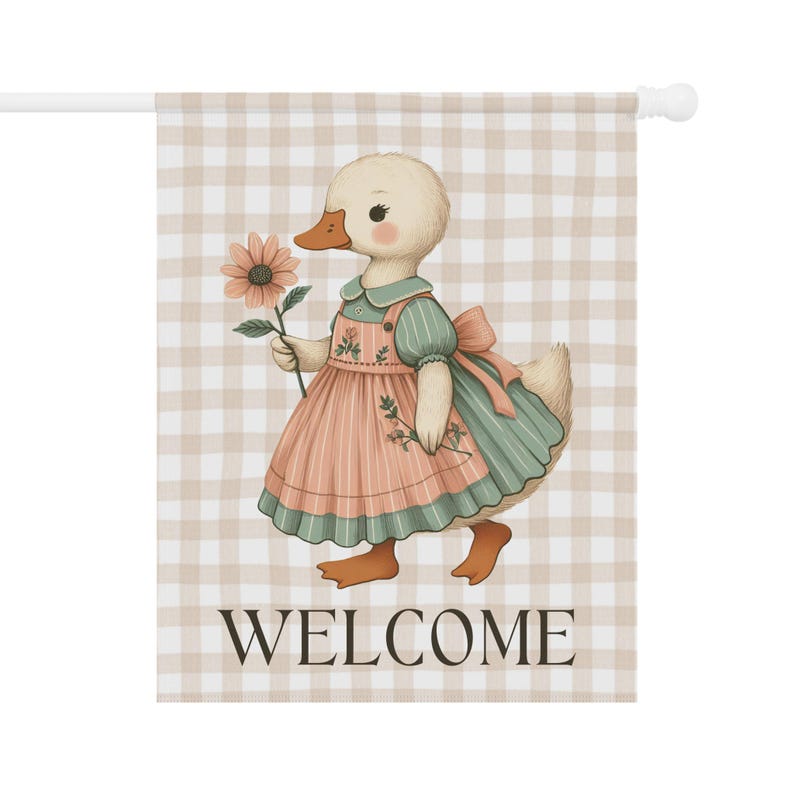 Bandera de jardín de ganso, bandera de jardín de gansos, banderas de jardín de primavera, bandera de jardín de estilo cottagecore, bandera de jardín de Pascua, bandera de jardín de animales de granja, bandera de verano imagen 7