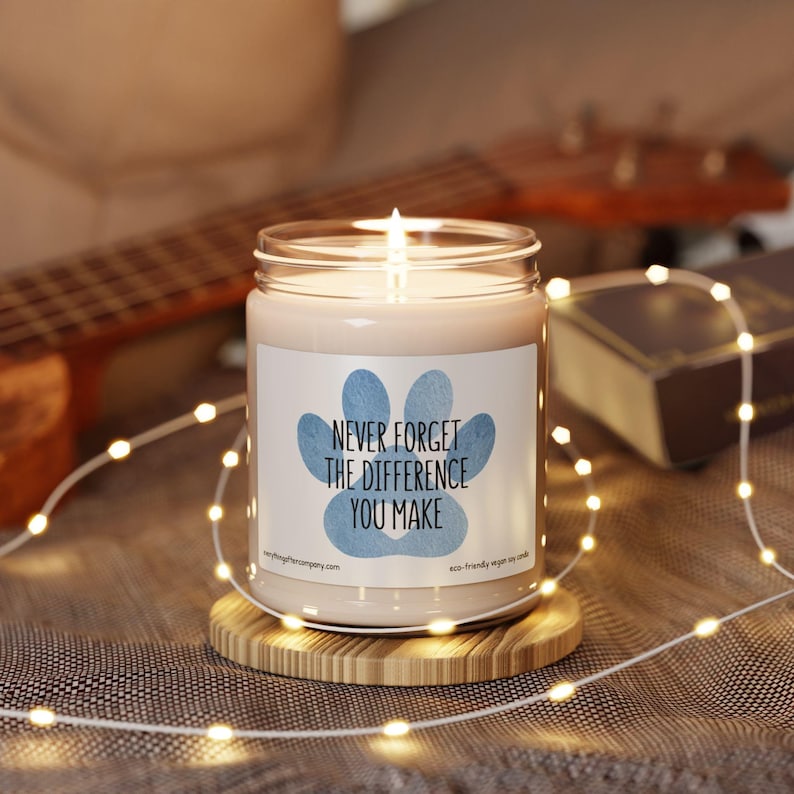 Never Forget The Difference You Make Candle, Veterinarian Candle, Vet Tech Candles, Animal Shelter Volunteer Gift, Animal Rescue Gift image 1