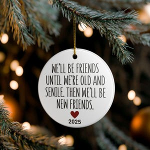 We'll Be Friends Until We're Old And Senile Then We'll Be New Friends Ornament, Friendship Ornament, Funny Friend Ornament, Besties Ornament image 6
