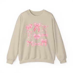 Pink Bows Sweatshirt, Coquette Clothing, Balletcore Sweatshirt, Soft Girl Aesthetic, Ribbon Crewneck, Girly Gifts, Preppy Stuff, Feminine Sand