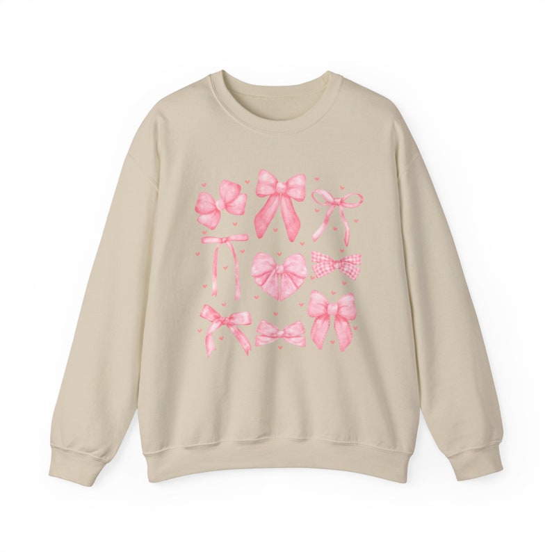 Pink Bows Sweatshirt, Coquette Clothing, Balletcore Sweatshirt, Soft Girl Aesthetic, Ribbon Crewneck, Girly Gifts, Preppy Stuff, Feminine Sand