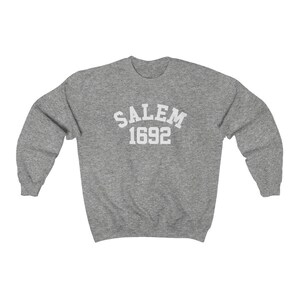 Salem Sweatshirt, Fall Crewneck, Witch Sweatshirt, Witchy Aesthetic Clothing, Halloween Sweatshirt, Spooky Season Sweatshirt, Retro Fall Top Sport Grey