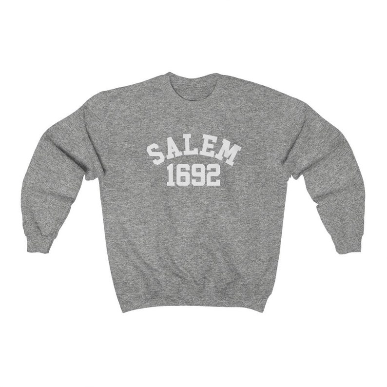 Salem Sweatshirt, Fall Crewneck, Witch Sweatshirt, Witchy Aesthetic Clothing, Halloween Sweatshirt, Spooky Season Sweatshirt, Retro Fall Top Sport Grey