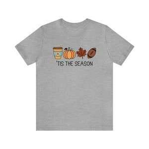 Tis The Season Shirt, Fall Apparel, Cute Football Shirts, Autumn Shirt, Pumpkin Season Shirt, Football and Pumpkins, Pumpkin Spice T-Shirt Athletic Heather