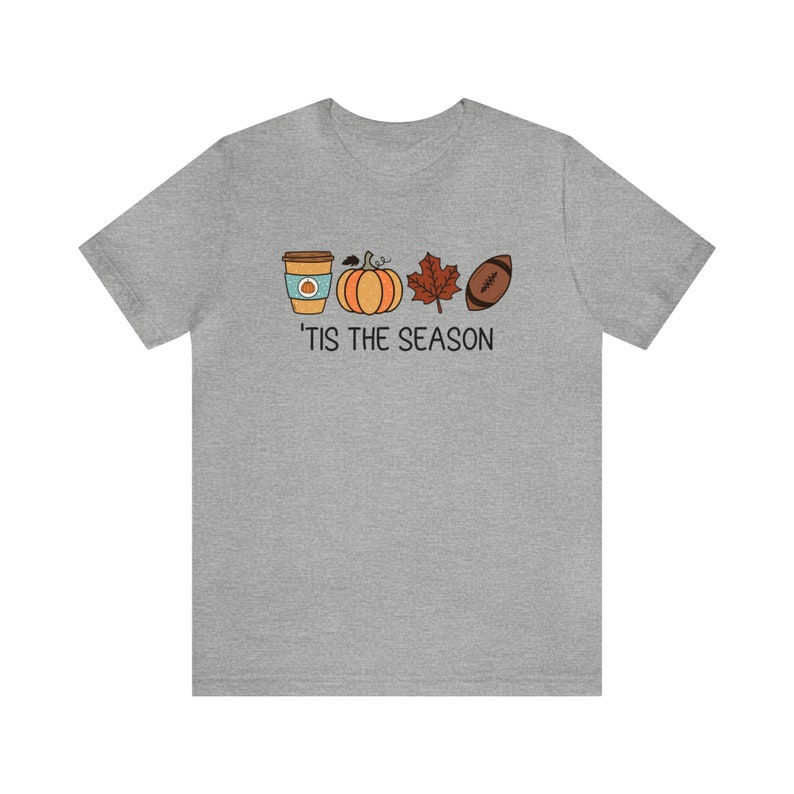Tis The Season Shirt, Fall Apparel, Cute Football Shirts, Autumn Shirt, Pumpkin Season Shirt, Football and Pumpkins, Pumpkin Spice T-Shirt Athletic Heather