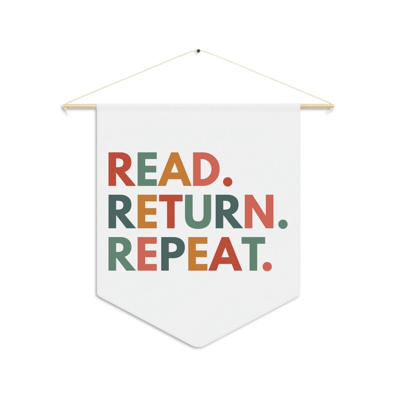 Read Return Repeat, Library Wall Decor, School Library Decor, Librarian Gift, Reading Pennant, Book Lover Wall Decor, Classroom Wall Hanging image 2