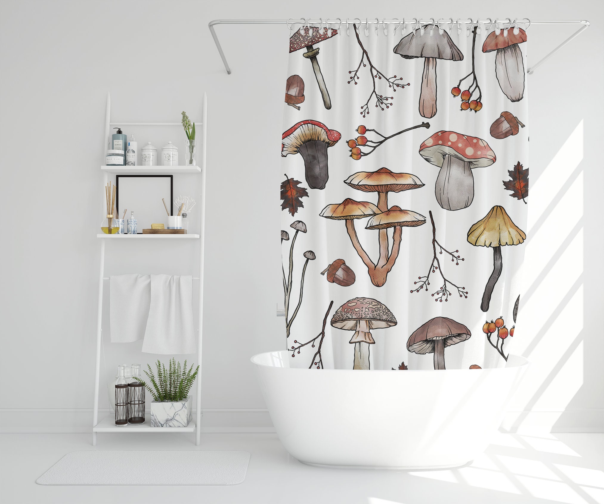 Mushroom Shower Curtain Cottagecore Decor Cottage Aesthetic | Etsy