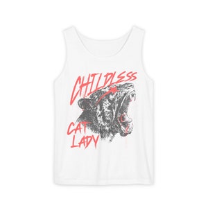 Childless Cat Lady Tank Top, Comfort Colors® Tank Top, Kamala Harris Tank Top, Democrat Tank, Cat Ladies for Kamala Tank Top, Harris 2024 White