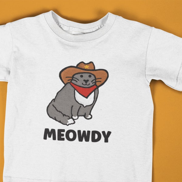 Meowdy Shirt, Cat Cowboy Shirt, Kid's Cat Shirts, Children's Western Shirt, Funny Cat Shirt, Cat Shirt For Boys, Cat Shirt for Girls, Puns!