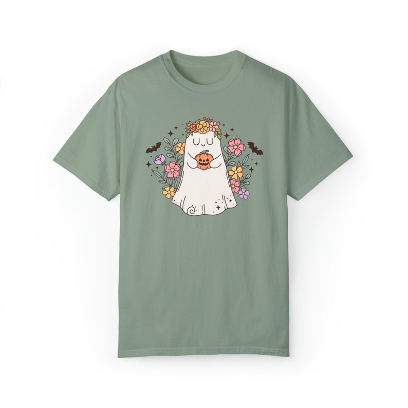 Comfort Colors® Shirt, Comfort Colors Ghost Tee, Cottagecore Ghost Clothing, Floral Ghost Shirt, Halloween Merch, Fall Apparel, Flower Ghost Bay