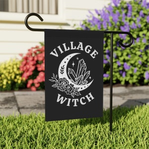 Village Witch Garden Flag, Witchy Garden Flag, Halloween House Banner, Fall Yard Flag, Witch Garden Flag, Spooky Garden Decor, Celestial