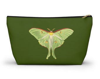 Luna Moth, Cottagecore Bag, Luna Moth Gift, Witchy Aesthetic, Actias Luna, Spiritual Makeup Bag, Entomologist,  Nature Cosmetic Bag, Pouch