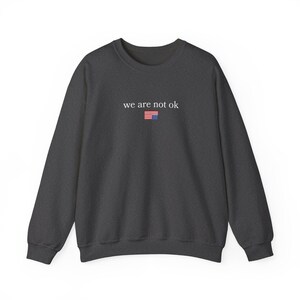 We Are Not Ok Sweatshirt, Resist Sweatshirt, Abolish ICE Sweatshirt, Liberal Sweatshirts, Anti-Fascism Sweatshirt, Protest Sweatshirts Dark Heather