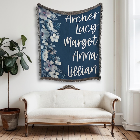 Personalized Grandparents Woven Blanket, Custom Woven Blanket For Mom, Grandchildren Names Blanket,  Grandma and Grandpa Gifts, Mother's Day