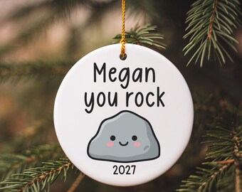 You Rock Ornament, Funny Friendship Ornament, Coworker Christmas Ornament, Geologist Ornament, Geology Gift, Personalized Rock Ornaments