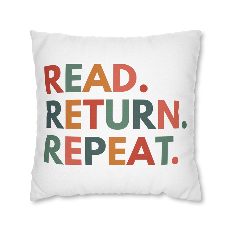 Read Return Repeat Pillow, Reading Pillow, Bookish Home Decor, Book Pillow, Reading Nook Pillow, Librarian Gifts, Library Decor, Read Pillow image 2