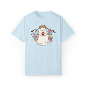 Comfort Colors® Shirt, Comfort Colors Ghost Tee, Cottagecore Ghost Clothing, Floral Ghost Shirt, Halloween Merch, Fall Apparel, Flower Ghost Chambray