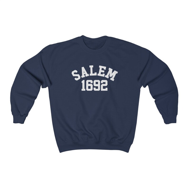 Salem Sweatshirt, Fall Crewneck, Witch Sweatshirt, Witchy Aesthetic Clothing, Halloween Sweatshirt, Spooky Season Sweatshirt, Retro Fall Top Navy