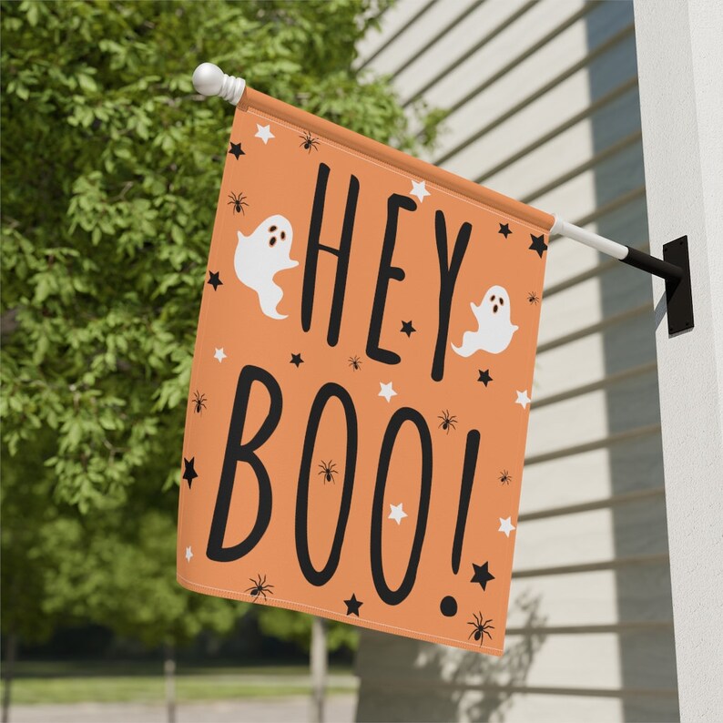 Hey Boo Garden Flag, Ghost Garden Flag, Halloween House Banner, Fall Yard Flag, Creepy Cute Garden Flag, Spooky Garden Decor, Pastel Goth image 8