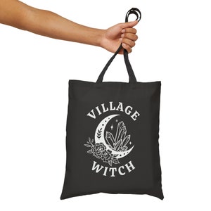Village Witch Tote, Witchy Tote Bag, Coven Sisters Gift, Halloween Tote Bags, Moon Totes, Lunar Tote Bag, Celestial Tote Bag, Mystical Tote imagem 5