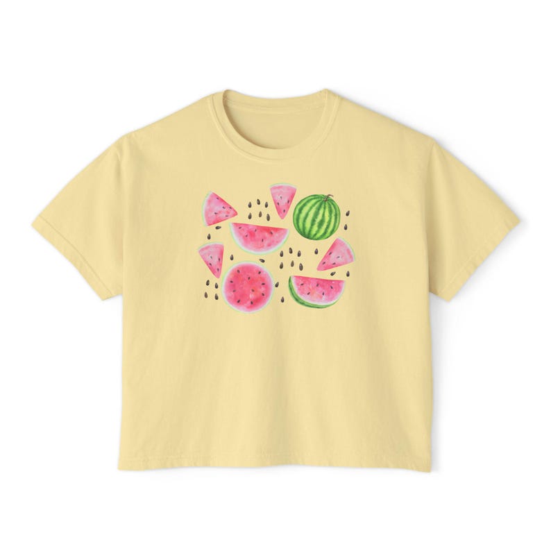 Watermelon Crop Top, Summer Boxy Top, Fruit Boxy Crop, Picnic Crop Top, Farmer's Market Crop Top, Watermelon Festival Crop, Summertime Shirt Butter